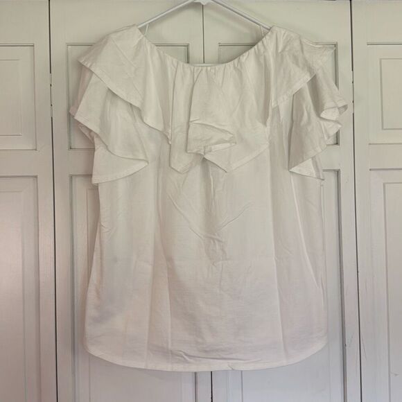 Journal Standard Relume 100% white cotton ruffle neck blouse F (M) - Picture 9 of 10